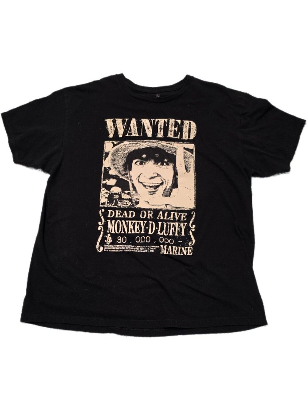One Piece Luffy Wanted Bounty Poster T-Shirt XL Black Hot Topic Ripple Junction